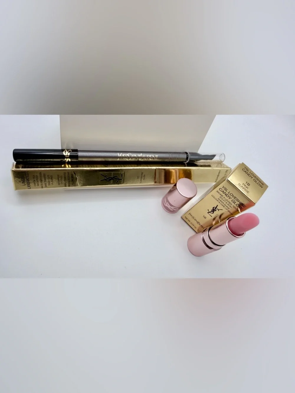 BUNDLE: YSL Loveshine Candy Glow shade: 1B + YSL eye pencil in shade: 10 Silver